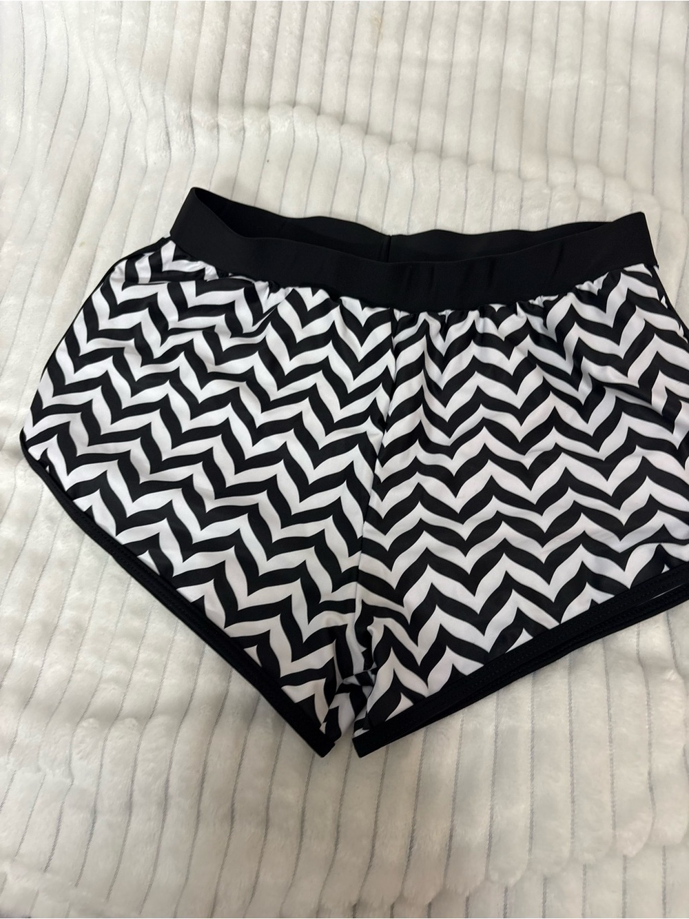 Black & White Chevron Athletic Shorts for Women